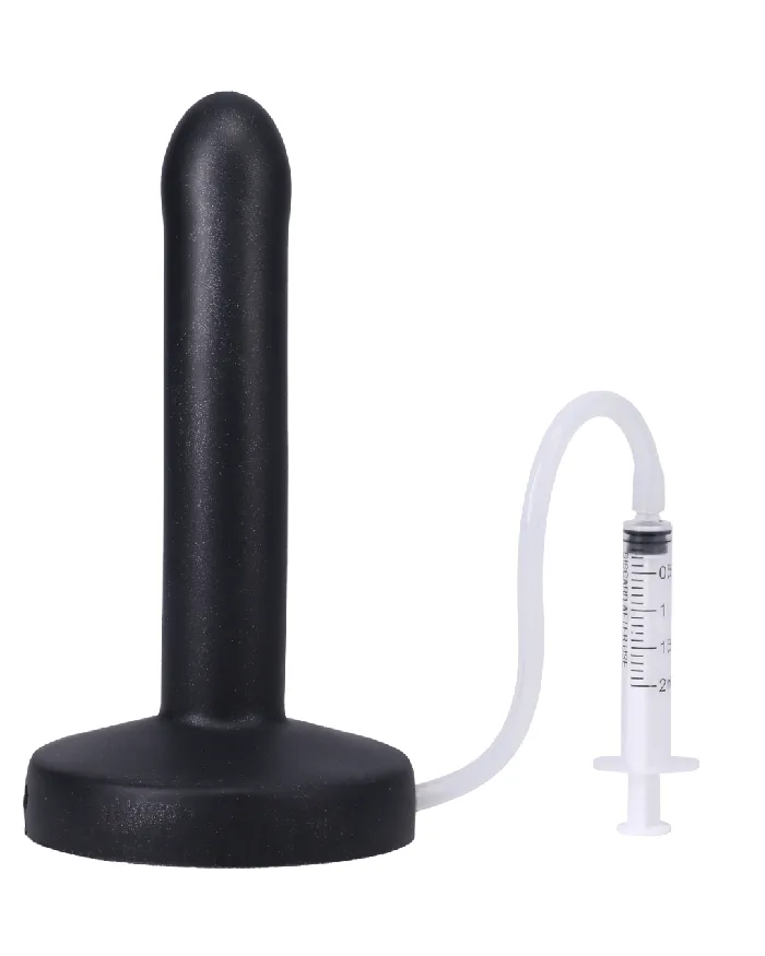 Tantus Anal Pop Slim 6 Inch Silicone Squirting Dildo Black