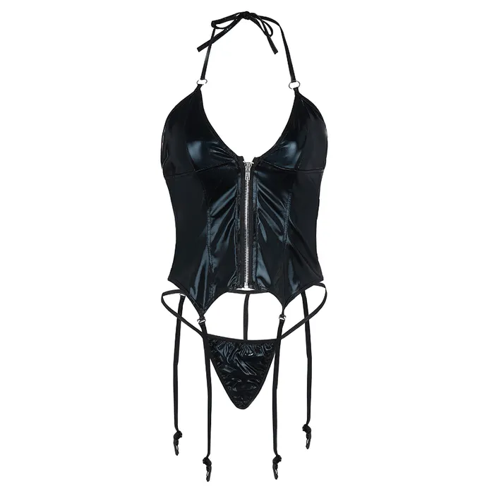 Male Sex Toys EVEs SECRETS Sexy Zippered Lingerie Underwear Bodysuit with Garter Straps and Thongs Female Seductive Outfits