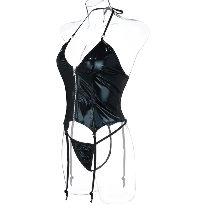 Male Sex Toys EVEs SECRETS Sexy Zippered Lingerie Underwear Bodysuit with Garter Straps and Thongs Female Seductive Outfits