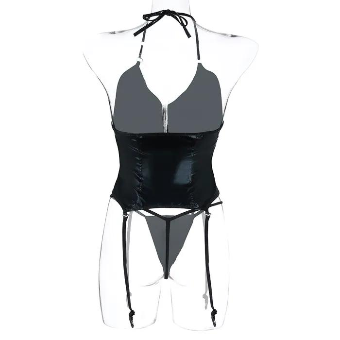 Male Sex Toys EVEs SECRETS Sexy Zippered Lingerie Underwear Bodysuit with Garter Straps and Thongs Female Seductive Outfits
