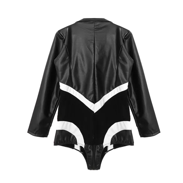 Womens Latex Catsuit See Through Mesh Wetlook Long Sleeve Costume EVEs SECRETS Male Sex Toys